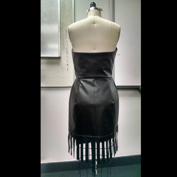 Handmade Pleather Dress Zip Up with Fringe - Picture 3 of 4
